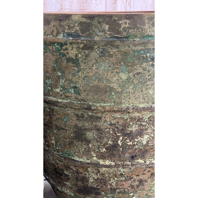 Ceramic Mediterranean Barreal Jars - Verdigris Patinated Terracotta Olive Vassels For Sale - Image 7 of 17