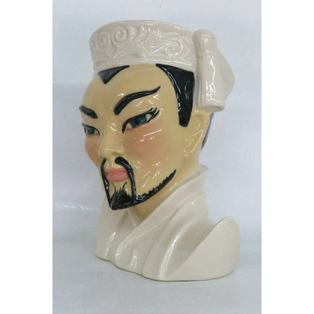 Ceramic Ceramic Arts Studio Manchu Asian Chinese Man Vintage Head Vase For Sale - Image 7 of 11