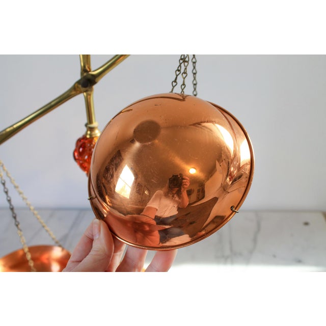 Vintage Copper & Brass Kitchen Scale W/ Amber Glass For Sale - Image 11 of 12