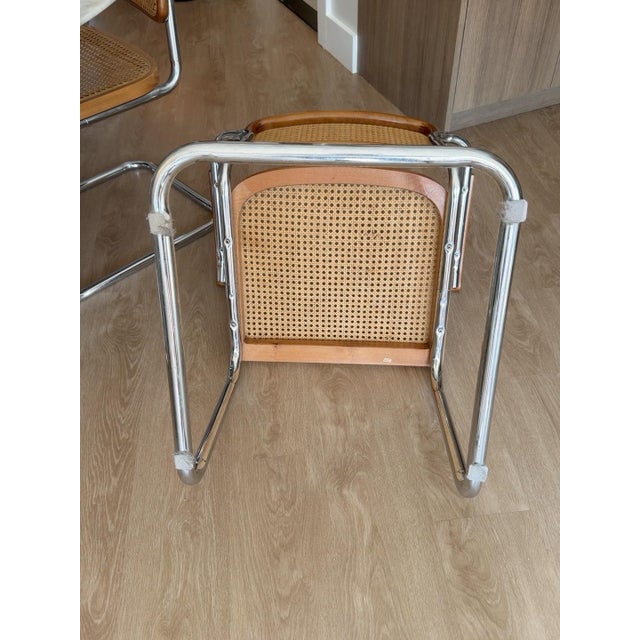 Wood 1970s Italian Cesca B64-Style Cane & Chrome Armchairs, Set of 4 For Sale - Image 7 of 10