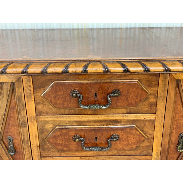 Wood 20th Century French Walnut Buffet With Two Doors and Three Central Drawers For Sale - Image 7 of 8