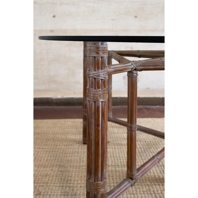 Rattan Dining Table – Mcguire San Francisco – 1970s 1970s dining table by McGuire San Francisco. Square five-leg base...