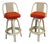1960's Rattan Retro Mod Bamboo Cane Back Swivel Bar Stools Pair For Sale