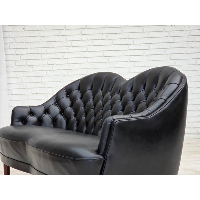 Scandinavian Sofa in Black Furniture Leather, 1960s For Sale - Image 17 of 18