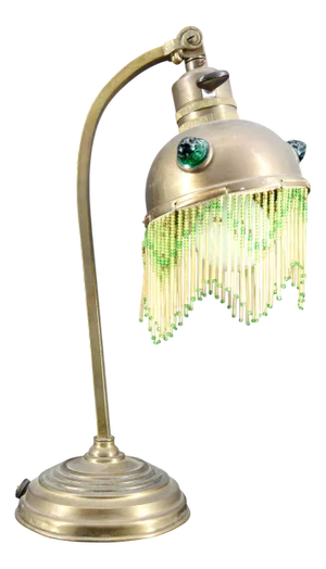 Art Nouveau Brass Table Lamp with Glass Cabochons, 1910s