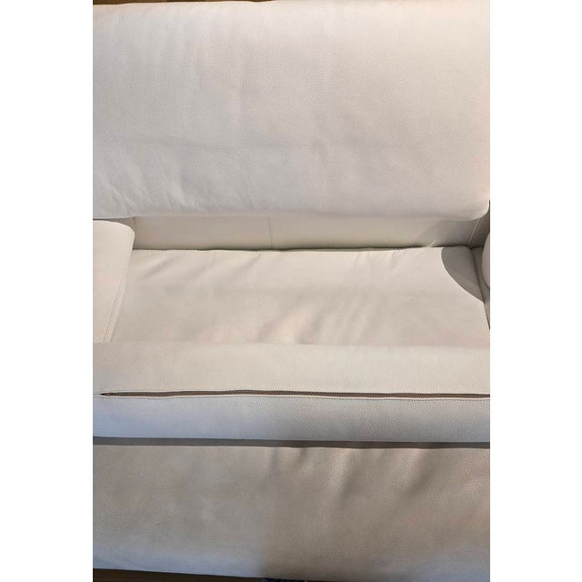 Roche Bobois Roche Bobois White Leather Adjustable-Back Sofa, Sculptural Metal Base, Early 2000s (92”) For Sale - Image 4 of 4