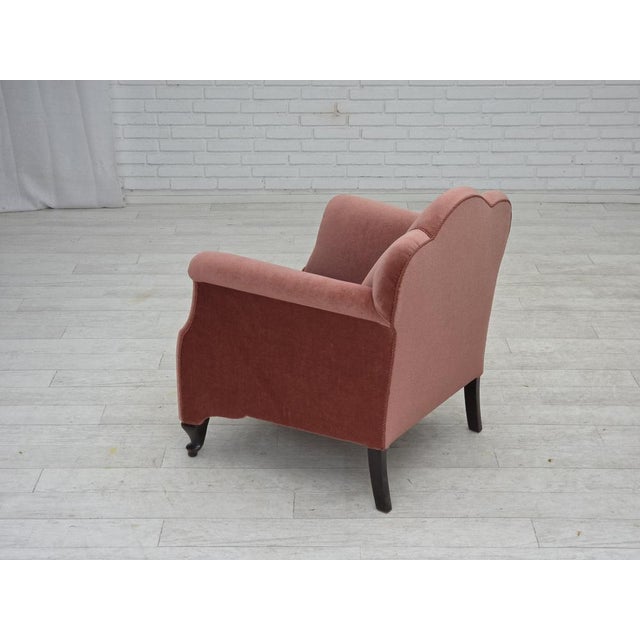 Danish Armchair in Velour and Oak, 1950s For Sale - Image 11 of 18
