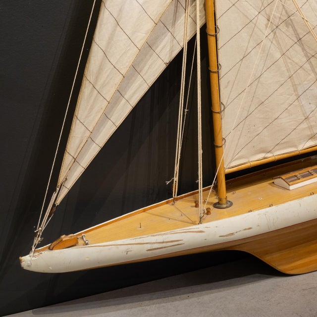Nautical Vintage Wooden Pond Yacht Model For Sale - Image 3 of 7