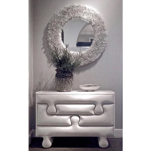Not Yet Made - Made To Order Clear Quartz Rock Crystal Encrusted Rectangular Mirror by Marjorie Skouras, 30" X 54" For Sale - Image 5 of 11