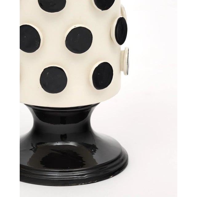 Black Italian Ceramic Modernist Black and White Vases For Sale - Image 8 of 10
