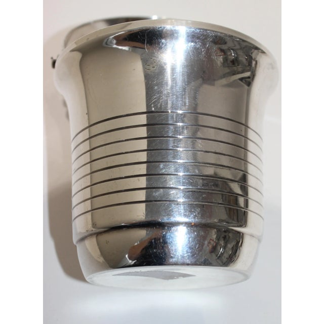 Silver Streamline Moderne 1930s Ice Bucket Silver Plated Mini With Hallmarks For Sale - Image 8 of 11