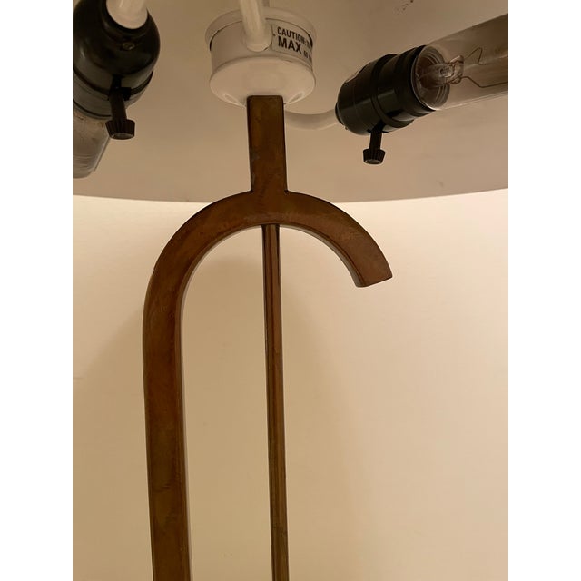 Vintage 1970s Modernist Geometric Sculptural Table Lamp With Travertine Base. For Sale - Image 10 of 10