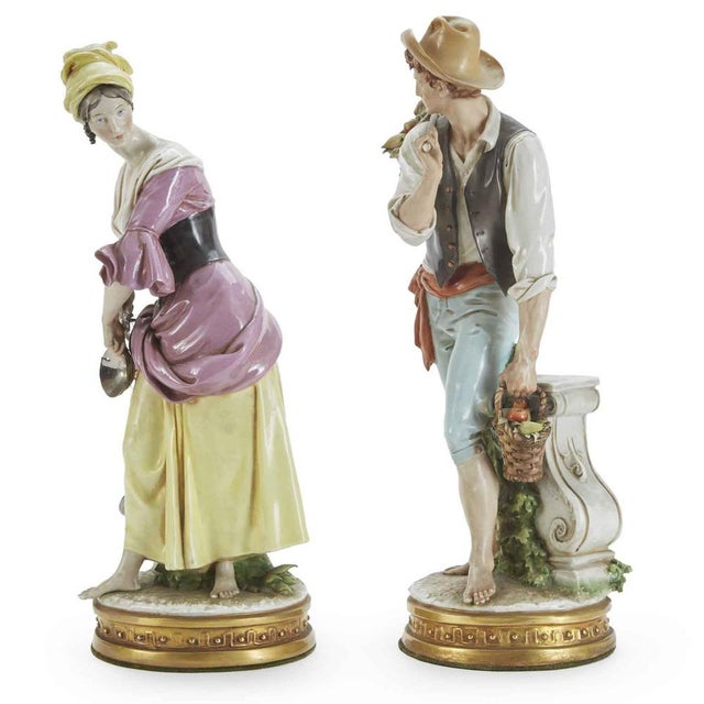 Rural Figures in Polychrome Porcelain by Giuseppe Cappè, 1960s, Set of 2 For Sale - Image 4 of 13