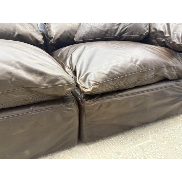 Wood Rh Cloud® Modular Leather Sectional — 4-Piece For Sale - Image 7 of 18