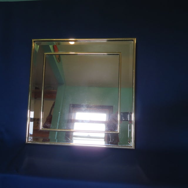 1980s Square Brass Double Frame With Beveled Edged Mirror For Sale In Minneapolis - Image 6 of 14