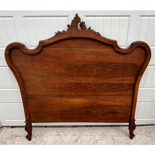 Antique French Carved & Shaped Walnut Full Size Headboard For Sale In Philadelphia - Image 6 of 14