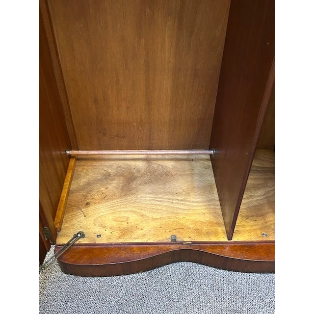 Curvaceous Deco Walnut Armoire. Labelled & Fitted Interior c.1930's For Sale - Image 10 of 10