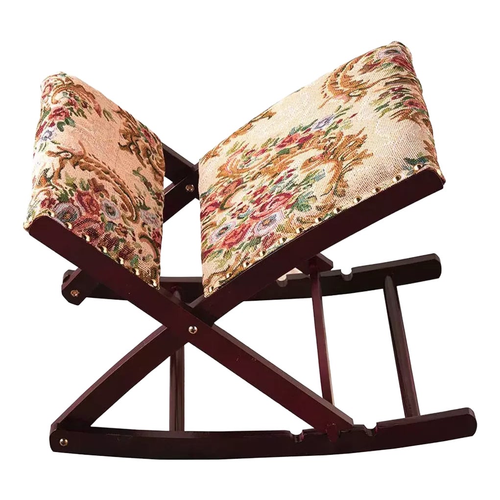 1990s Vintage Foldable Rocking Wooden Foot Stool Foot Rest | Chairish