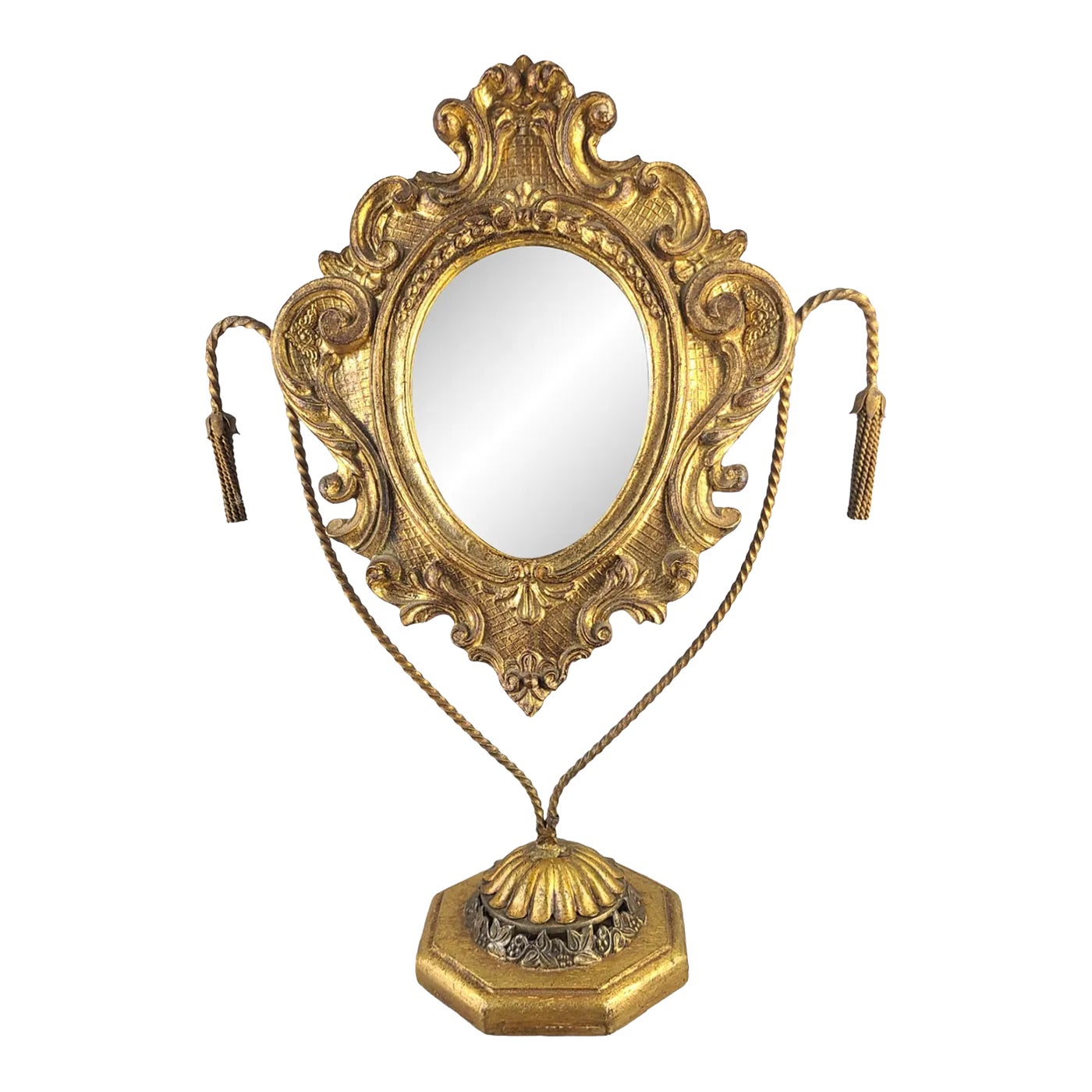 Mid 20th Century Vintage Hollywood Regency Italian Tole Florentine Wood