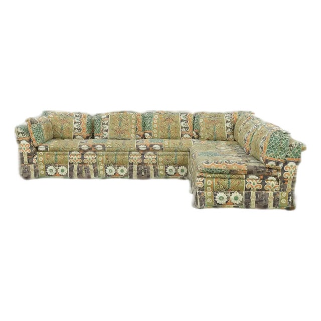 Vintage Henredon 1970's Flowered Sectional Sofa For Sale
