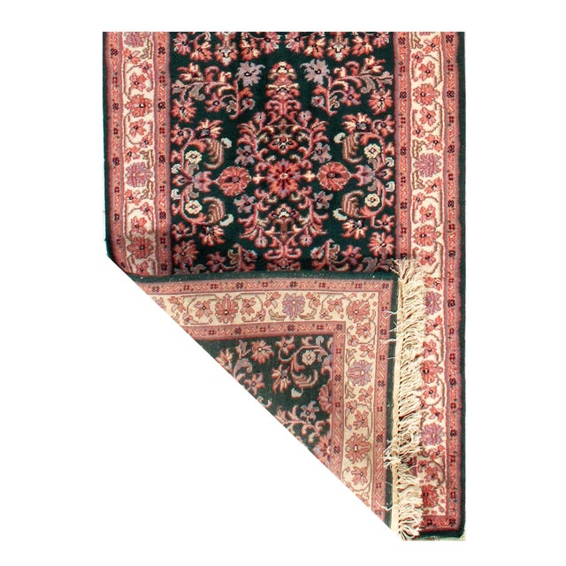 Traditional Pasargad DC Green Fine Hand Knotted Sarouk Runner Rug For Sale - Image 3 of 6