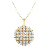 Large Pearl Cluster Necklace 14k Yellow Gold For Sale