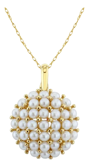 Large Pearl Cluster Necklace 14k Yellow Gold