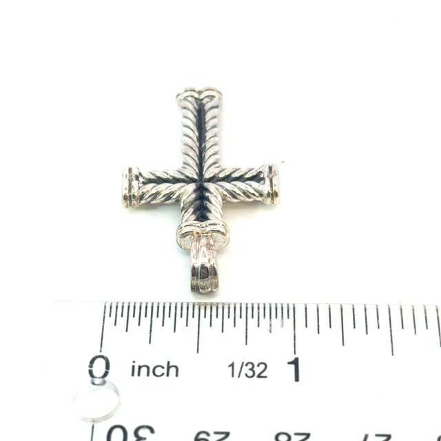 1990s 1990s David Yurman Sterling Silver Cross Pendant Estate For Sale - Image 5 of 5