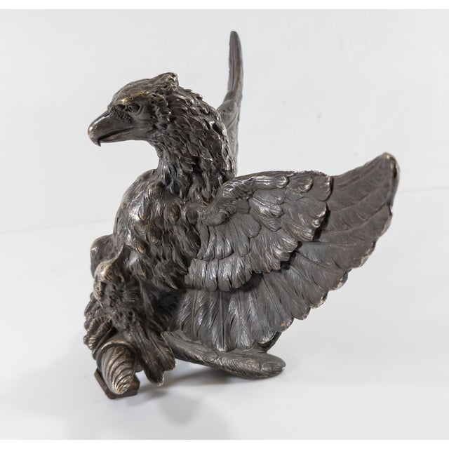 Traditional 19th Century Continental European Silvered Bronze of an Eagle For Sale - Image 3 of 12