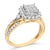 Contemporary 10K Yellow Gold 1.0 Cttw Diamond Composite Cushion-Shape Halo 3-Band-Look Engagement Ring (H-I Color, SI1-SI2 Clarity) - Size 6-1/4 For Sale - Image 3 of 7
