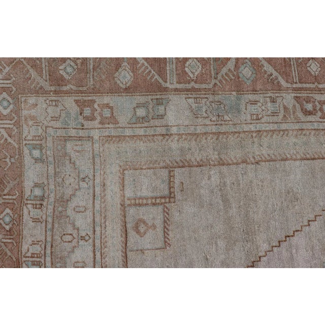Mid 20th Century Taupe Background Turkish Vintage Oushak Rug With Tribal Medallion Design For Sale - Image 11 of 13