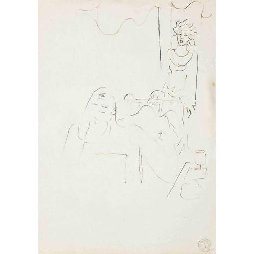 Jean Cocteau, Sick, 1934, Ink on Paper For Sale