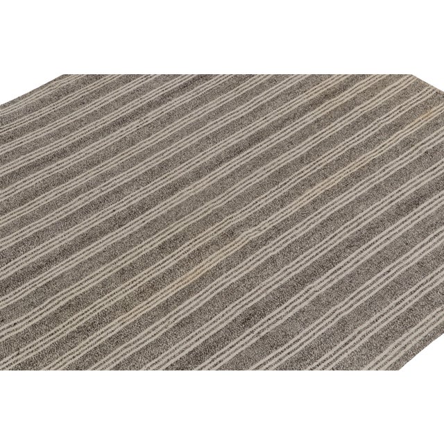 Rug & Kilim Vintage Striped Kilim in Gray Striations, Salt and Pepper Colors For Sale - Image 4 of 7