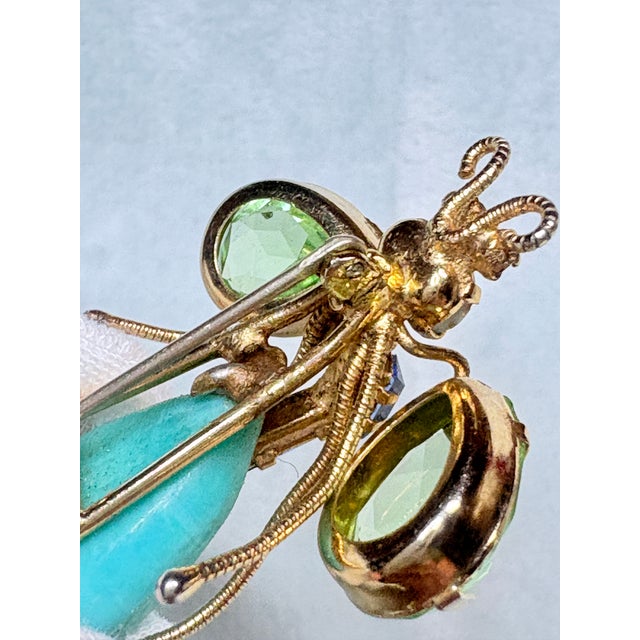 Attributed Schreiner Mid Century Insect Brooch Reverse Set Rhinestones Fly Bug For Sale - Image 9 of 14