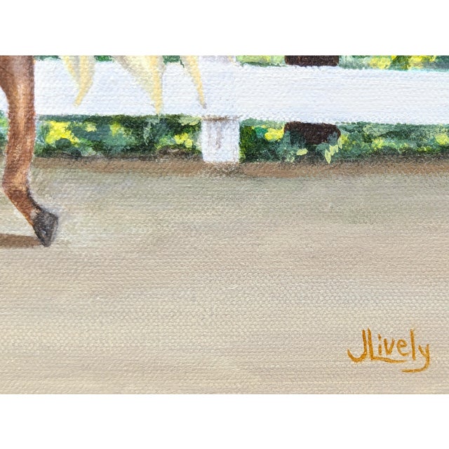 Jennifer Lively “Forest Ride” Contemporary Horse Riding Figure Through Green Foliage, 2022 For Sale - Image 9 of 11