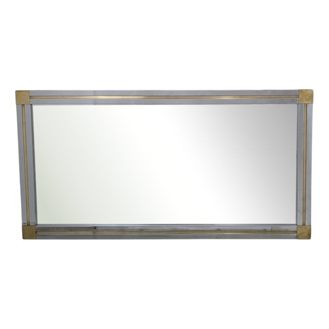 Mirror in Chromed Steel and Brass, 1970s For Sale