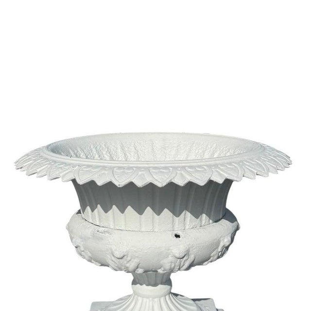 Antique Classical Cast Iron Garden Urn C1900 For Sale - Image 4 of 9