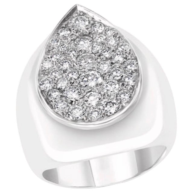 4.2 Carat Pave Diamonds Unisex Cocktail Ring 34 Grams 14 Karat White Gold Estate For Sale - Image 10 of 18