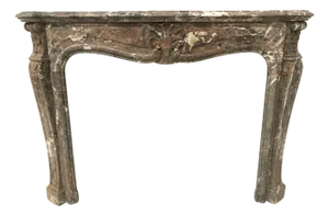 19th Century Louis XV Fireplace Mantel in Red Breccia Marble
