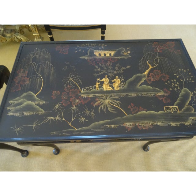 Black Vintage Rose Tarlow Style Chinoiserie Tables For Sale - Image 8 of 9