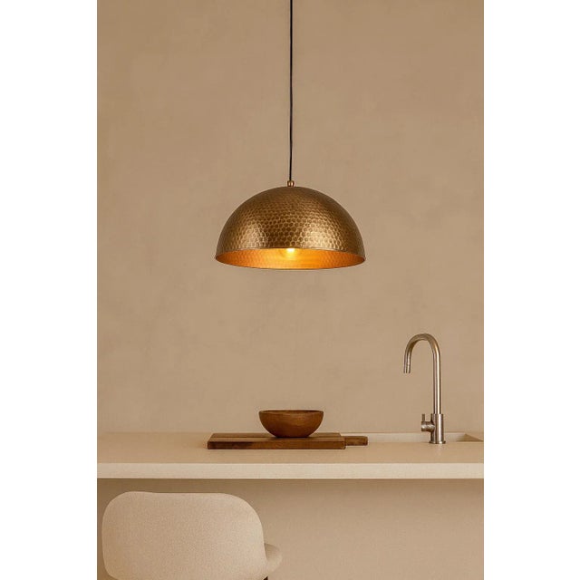 Moroccan Handmade Moroccan Hammered Pendant Lamp For Sale - Image 3 of 4