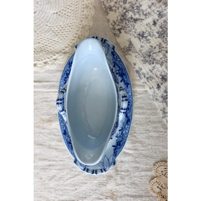 Antique Mimosa Sauceboat in Earthenware from U&C Sarreguemines For Sale - Image 3 of 8