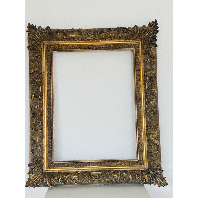 19 Th C Antique Richly Ornate Mirror Frame For Sale In Miami - Image 6 of 7