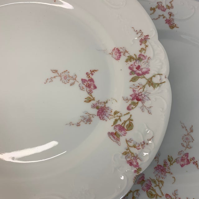 Early 20th Century Antique French Limoges Service for 4 “Spray of Pink Flowers” on White Porcelain - 20 PCS For Sale - Image 5 of 11