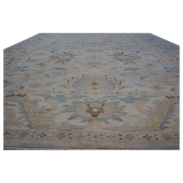 Persian Persian Sultanabad Masters Wool 10x14 Light Blue & Ivory Handmade Area Rug #1143032 For Sale - Image 3 of 4