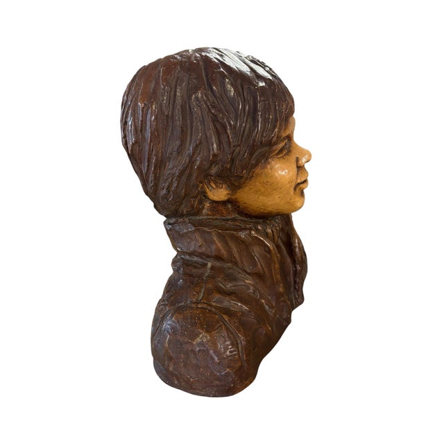 1970s 1971 Vintage Glazed Art Bust Sculpture Attributed to Robert Cole For Sale - Image 5 of 8