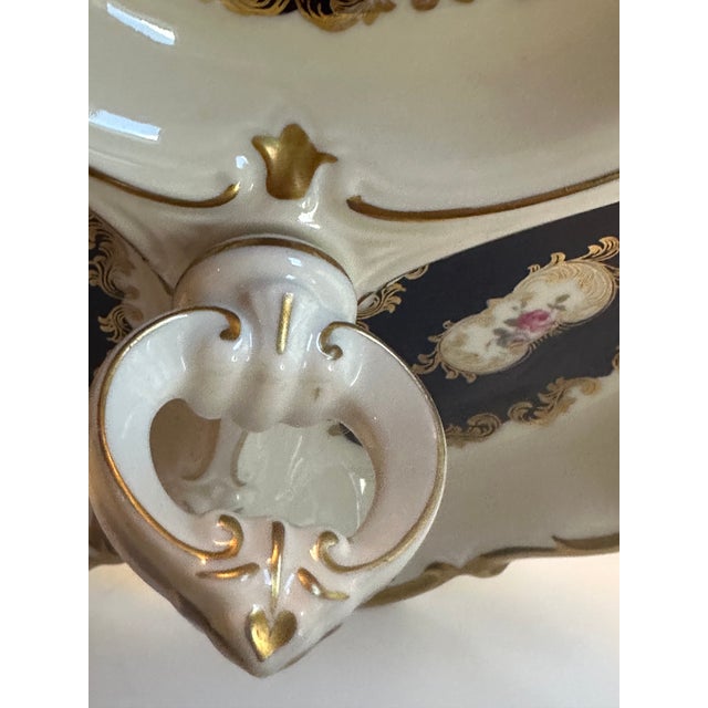 Howard Reichenbach Vintage Reichenbach Germany d.r.echt Kobalt "German Roses" 1980s Three(3) Section Dish For Sale - Image 4 of 18