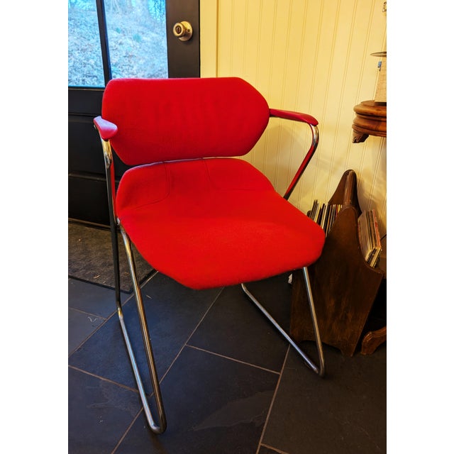 Mid-Century Modern 1970s Acton Stacker Cherry Red Mid Century Modern Chairs (Set of 2) For Sale - Image 3 of 10