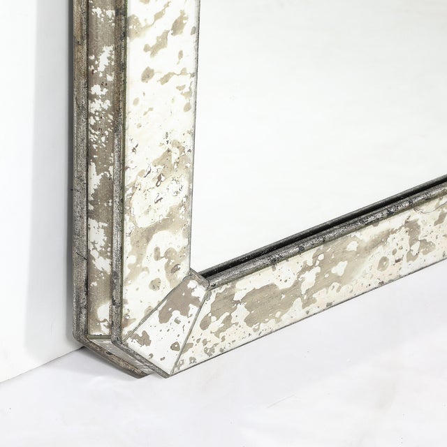 Mid-Century Modernist Minimal Mirror With Antiqued Border For Sale - Image 11 of 13