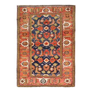 Early 20th Century Antique Caucasian Rug With All-Over Design in Royal Blue Field Soft Red & Green For Sale
